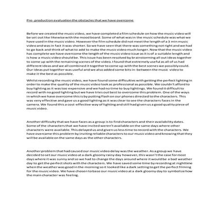 Pre production evaluation