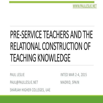 Pre service teachers and the relational construction of teaching knowledge