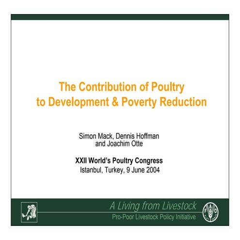 The Contribution of Poultry to Development & Poverty Reduction