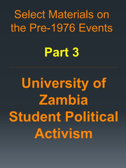 University of Zambia Student Politi...