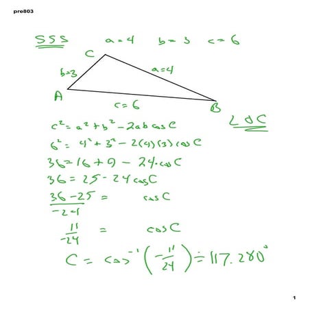 preCalculus 803 Law of Cosines!