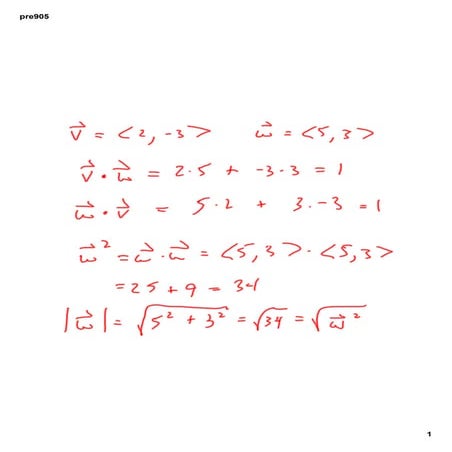 preCalculus 905 Dot Products