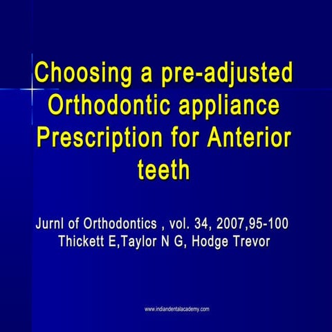 Preadjusted orthodontic appliance