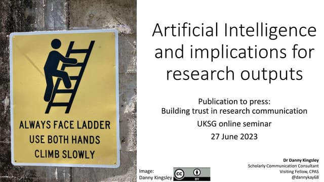 Artificial Intelligence and implications for research outputs