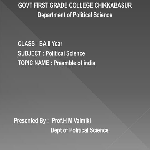 GFGC CHIKKABASUR ( Preamble of the constitution of india )