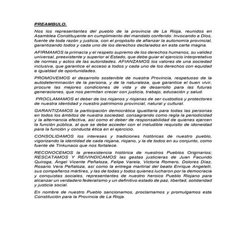 Preámbulo de la reformada Constitución de La Rioja