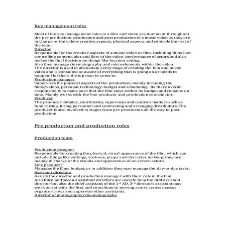 Pre and post production roles | DOCX