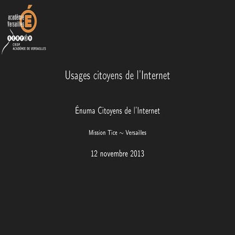 Conférence "Usages citoyens d'Internet et des nouveaux médias"
