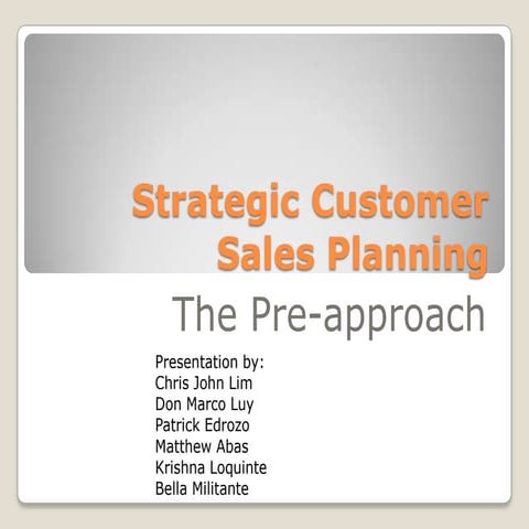 Sales Process Preapproach