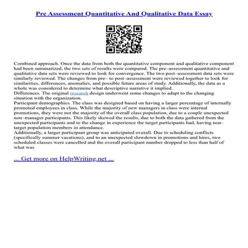 Pre Assessment Quantitative And Qualitative Data Essay