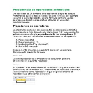 Precedencia de operadores aritméticos