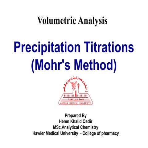 Precepitation titration mohrs method