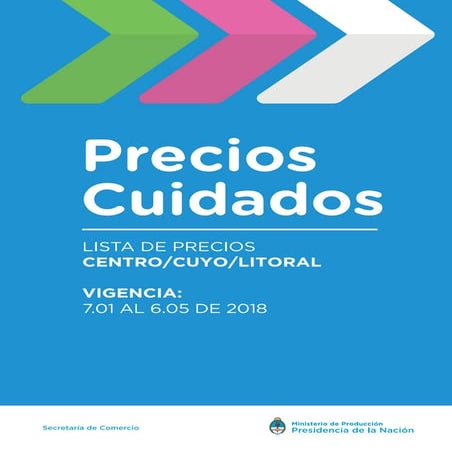 Lista actualizada de precios cuidados