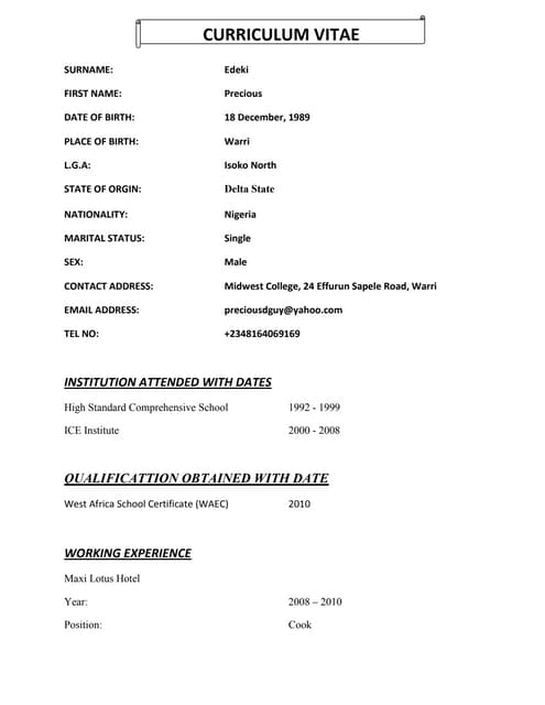 Precious cv
