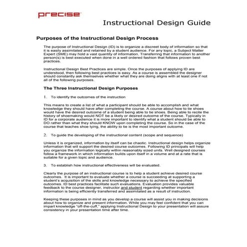Precise Instructional Design Guide