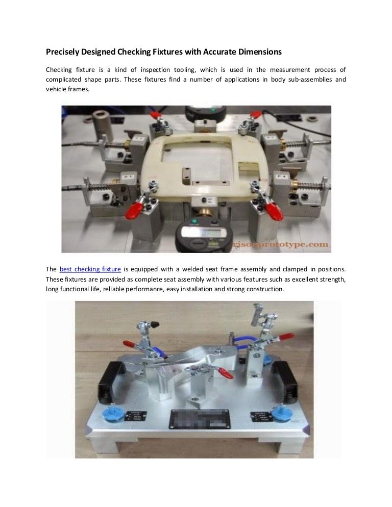 Precisely Designed Checking Fixtures with Accurate Dimensions
