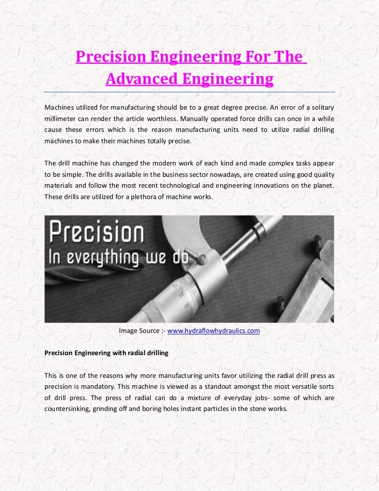 Precision engineering for the advanced engineering