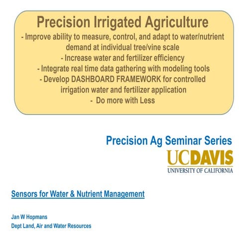 Jan Hopmans: Precision Irrigated Agriculture
