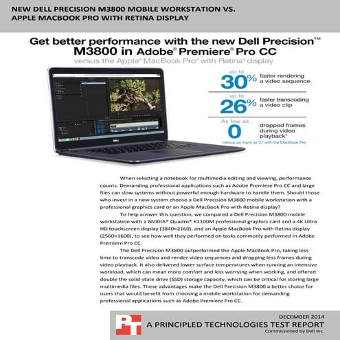 New Dell Precision M3800 mobile workstation vs. Apple MacBook Pro with Retina...