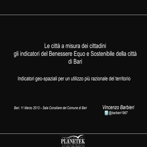 Gli indicatori geospaziali per valutare il benessere equo e sostenibile della...