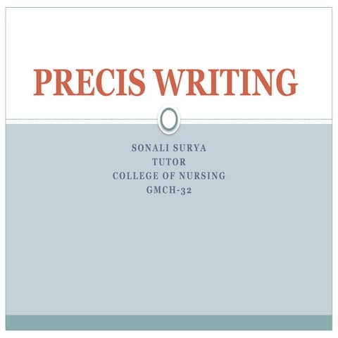 precis writing for nursing students detailed chapter and topic