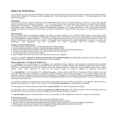Precis Writing Fundamentals