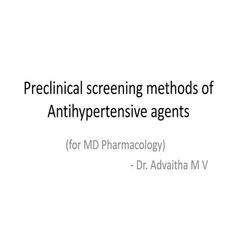 Screening Methods of Antihypertensive Agents