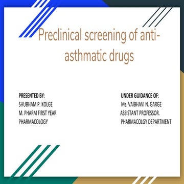 Preclinical Screening of Antiasthmatic Drugs