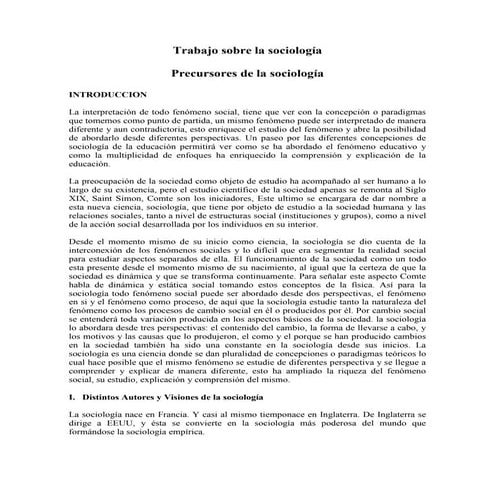 Precursores de la sociologia 