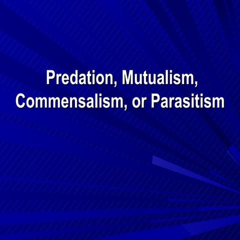 Predation, mutualism, commensalism, or parasitism