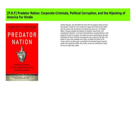 [P.D.F] Predator Nation: Corporate criminals, political corruption, and ...