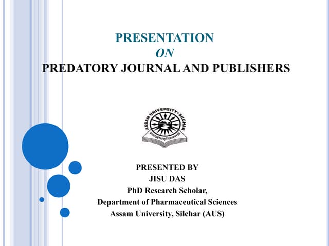 predatory. Journal publisher presentation