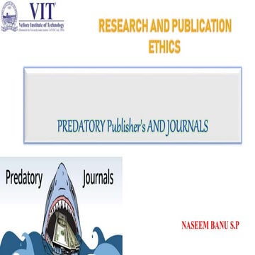 Predatory Journals and Publishers