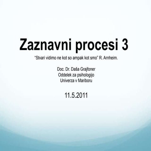 Zaznavni Procesi 3 Percepcija obraza, zaznavne motnje - Perception Lecture 3 ...
