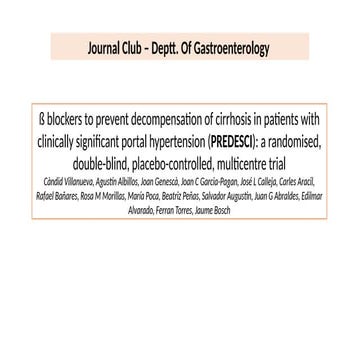β blockers to prevent decompensation of cirrhosis in patients with ...