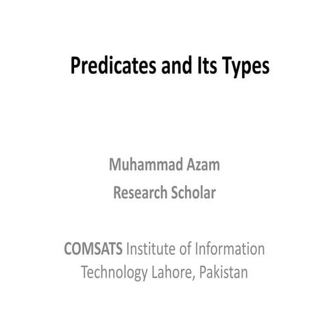 Predicates and its types