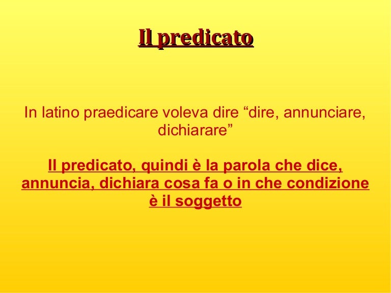 Predicato verbale e nominale