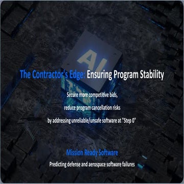 Ensuring Defense Software Reliability: Predicting Failures & Reducing ...