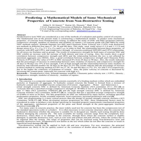 Predicting  a mathematical models of some mechanical properties  of concrete ...