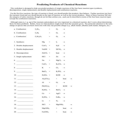 Predicting products of chemical reactions | PPTX