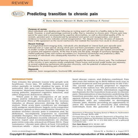 Predicting transition to chronic pain.