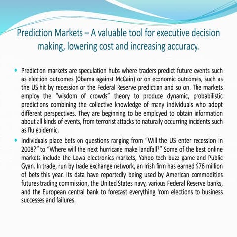 Prediction markets | PPT | Free Download