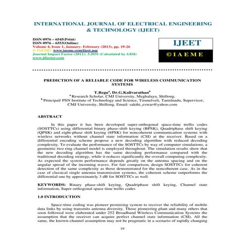 Prediction of a reliable code for wireless communication systems | PDF