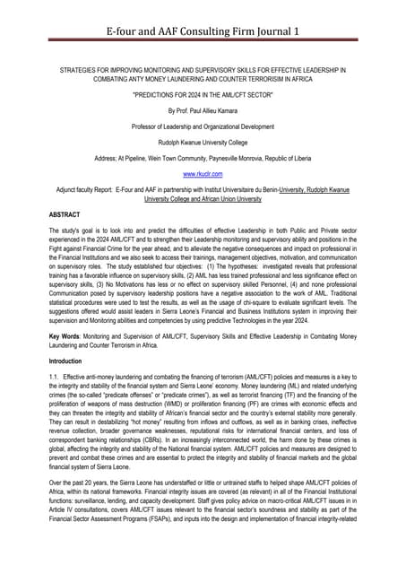 STRATEGIES FOR IMPROVING MONITORING AND SUPERVISORY SKILLS FOR EFFECTIVE LEAD...