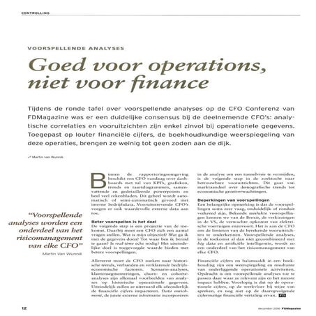 Predictive analytics - article FD Magazine