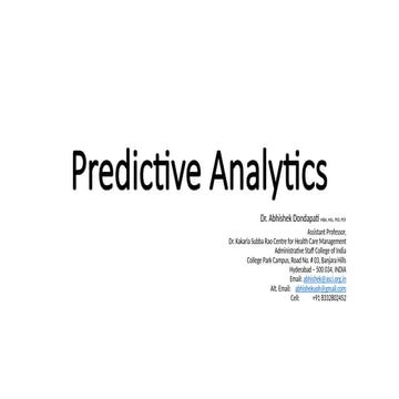 Predictive analytics and Type of Predictive Analytics