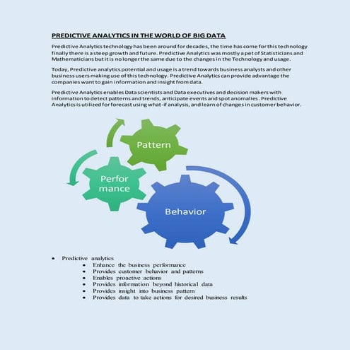 Predictive analytics in the world of big data