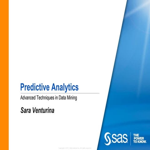 Predictive Analytics: Advanced techniques in data mining