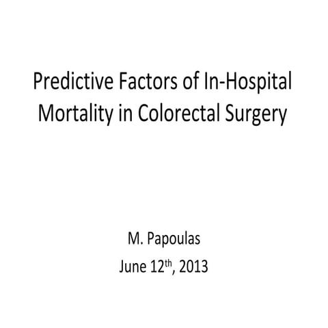 Predictive factors of in-hospital mortality in colorectal surgery