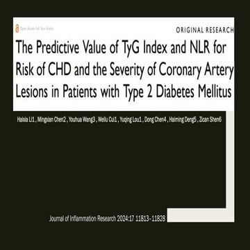Predictive Value of TyG Index and NLR for CHD in T2DM.pptx